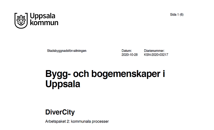 Rapport Bygg- och bogemenskaper i Uppsala. Uppsala kommun, okt 2020