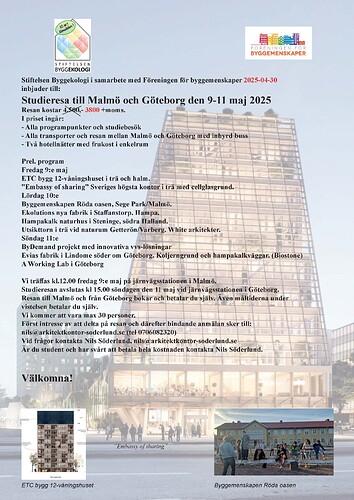 Studieresa till Malmö och Göteborg den 9-11 maj 2025 Version aktuell 2025-04-30