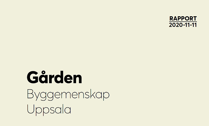 Rapport Byggemenskapen Gården. Maria Block och Nils Söderlund, november 2020