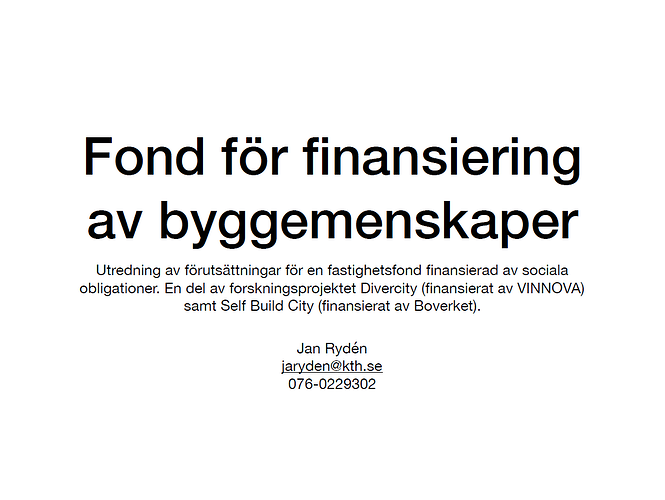 Fond sociala obligationer. Jan Rydén, KTH sept 2020
